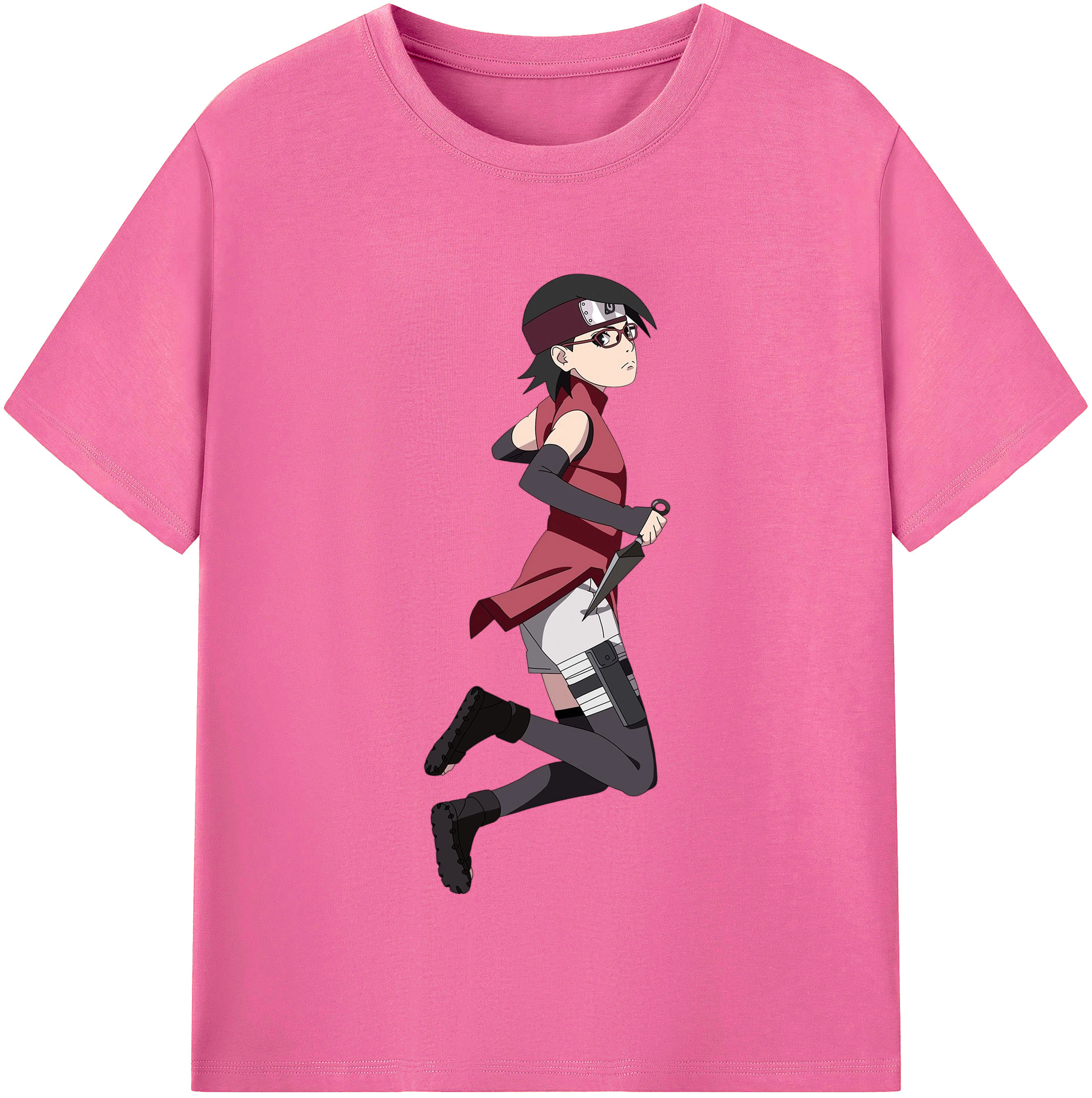 （画像用） NARUTO -ナルト- うちは サラダ Uchiha Sarada レディースカジュアルプリントTシャツ（綿100％）